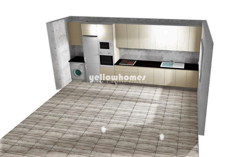 Moradia moderna de três quartos em construção